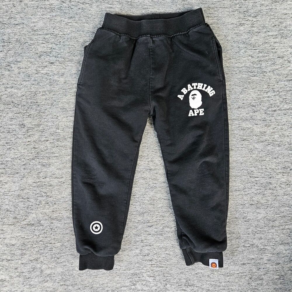 A Bathing Ape Bape Baby Fleece lined Sweatpants Joggers Size 110cm Black